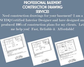 Professional Basement Design Construction Drawing Services Imperial or Metric