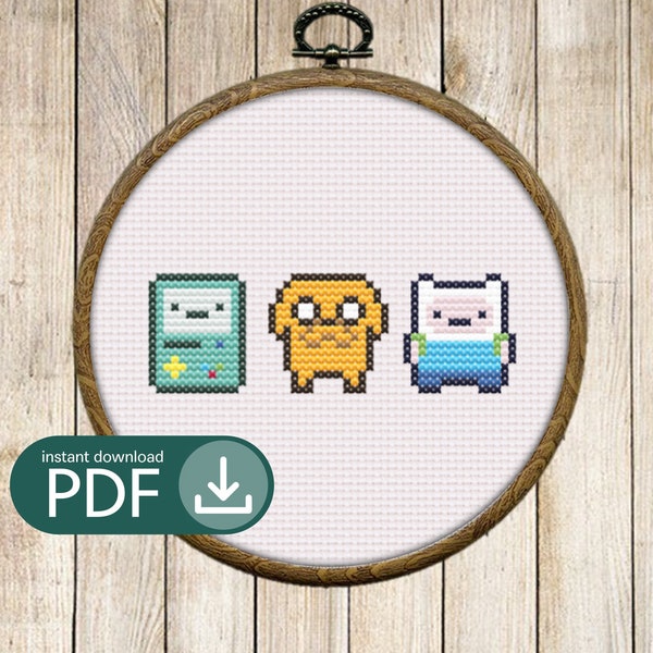 Adventure time Finn BMO Jake - PDF Cross Stitch Pattern Instant Download