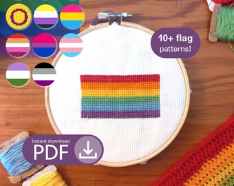LGBTQ+ pride flag - PDF Cross Stitch Pattern Instant Download