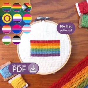 LGBTQ+ pride flag - PDF Cross Stitch Pattern Instant Download