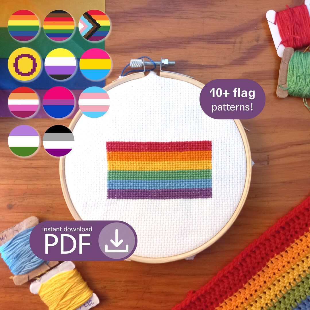 LGBTQ Pride Flag PDF Cross Stitch Pattern Instant Download - Etsy