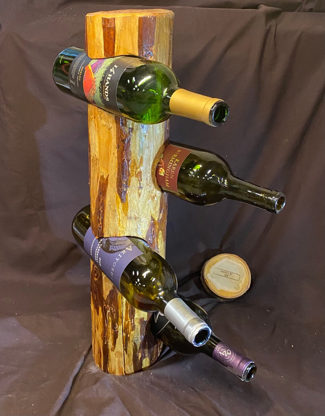 Log Wine Rack 4 Bottle Etsy