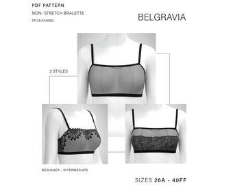 PDF Sewing Pattern Belgravia Non-stretch Bralette Vertical Seamed Bandeau  Style Unwired Soft Bra Instant Download 