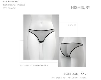 PDF Sewing Pattern - Highbury Non-stretch Knicker/ Panty Pattern - High-leg Brazilian Style Brief  - Instant download