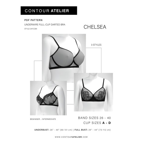PDF Sewing Pattern Chelsea Bra Sizes A D Full-cup Underwired Darted Bra  Instant Download -  Canada