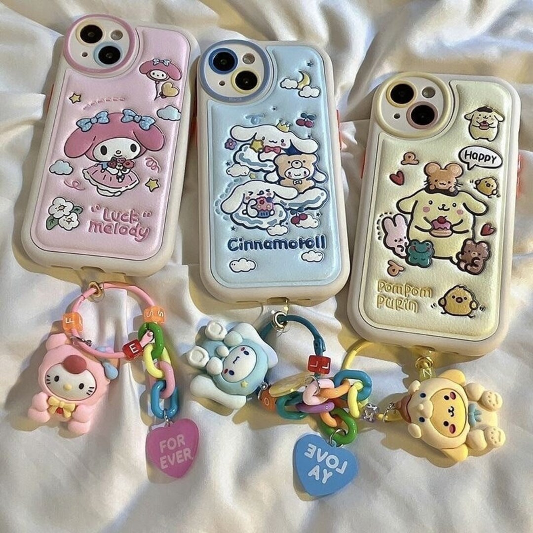 Cute Sanrio Faux Leather Keychain Phone Case Air Cushion My Etsy