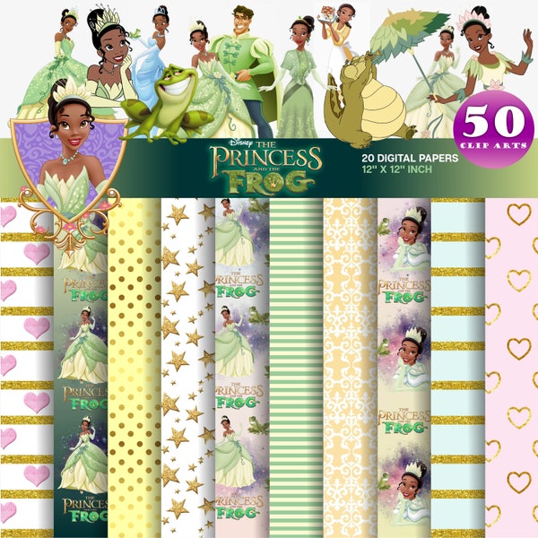 Tiana Princess Digital Paper, Tiana decoration, Tiana party, Tiana canvas, Tiana birthday decoration, Tiana princess digital scrapbook