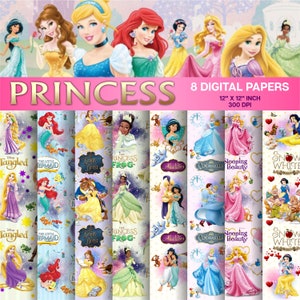 Princess Bundle, Princess Background, Scrapbooking, Invitation making, crafts, patterns, instant download, Princess Digital Paper