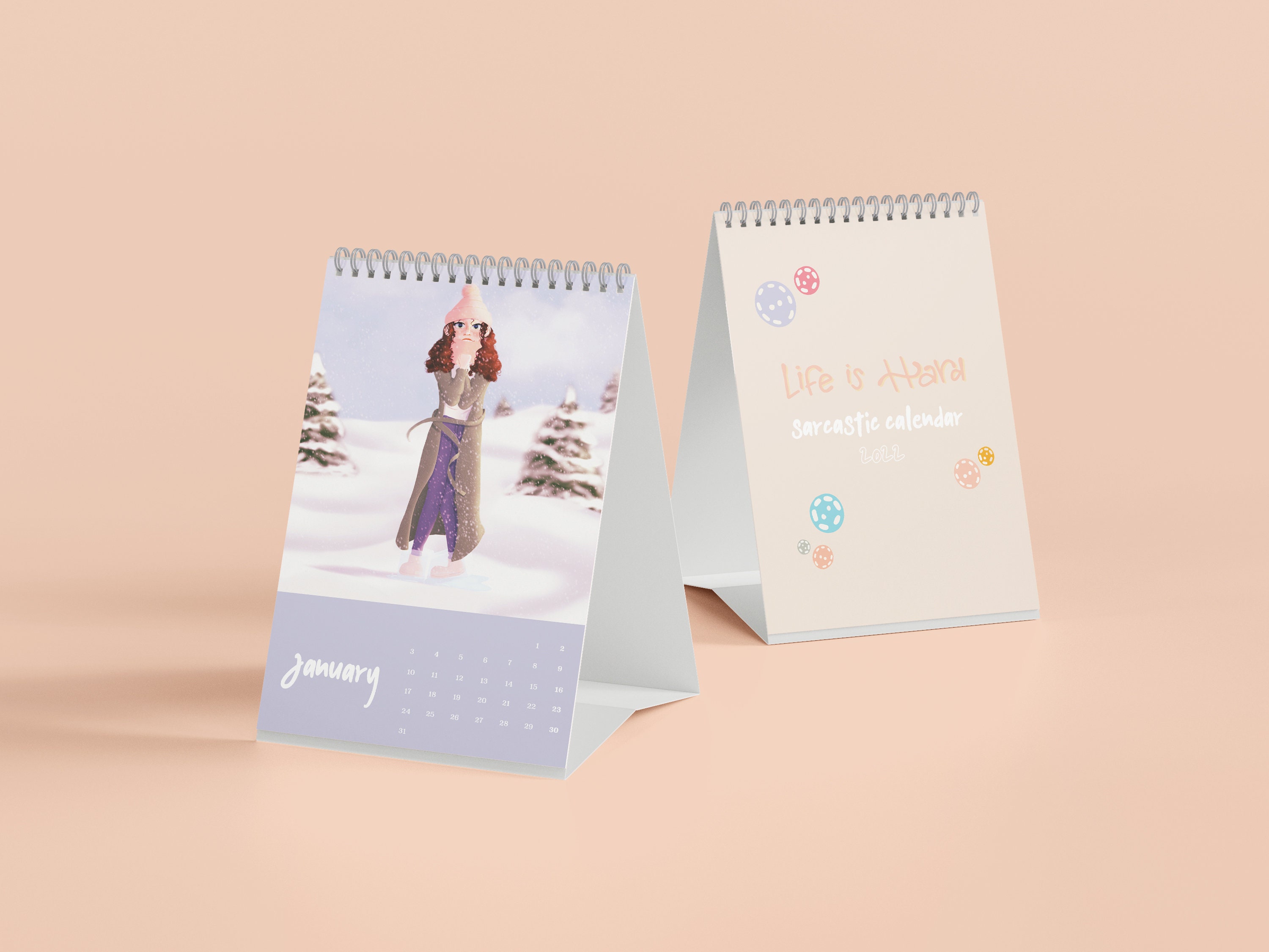 Sarcastic Illustrated Calendar 2022: Life Is Hard Desk | Etsy