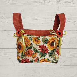 Sunflower Fabric Basket, Rustic Sunflower Decor, Gift Basket, Storage Basket