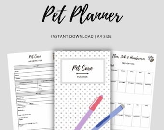 Pet Planner Printable, Pet Preventatives Tracker, Pet Medications, Pet Information