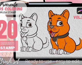 Kinderen kleuren, Procreate postzegels, Animal line art, Schattige dieren, Procreate penselen, Abstracte kunst, Animal Procreate, Procreate Brushset