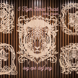 5 design Tiger Laser cricut v.3