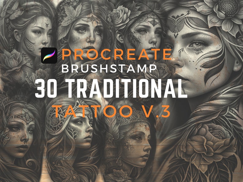 30 Neo Traditional Tattoo Brushstamp Procreate - Etsy