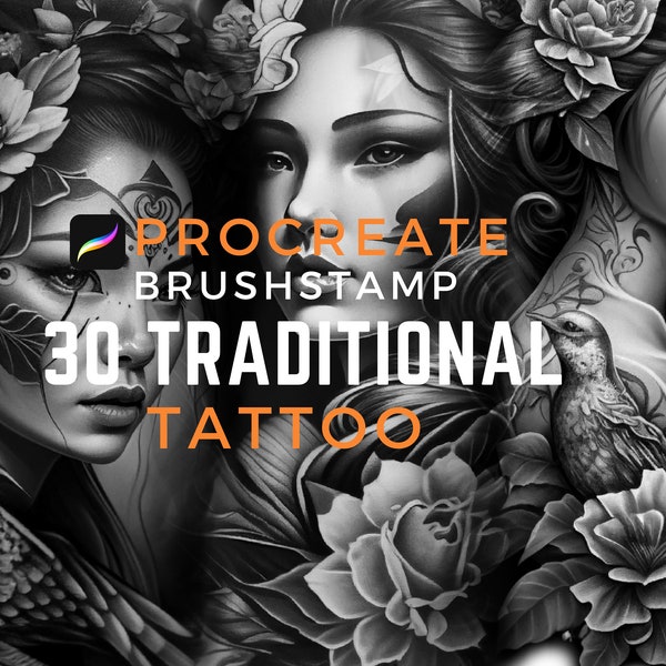 30 Neo traditional tattoo brushstamp procreate