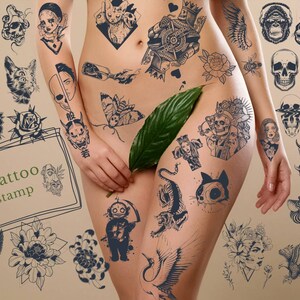 100 brush flats tattoo | tattoo clipart |minimal tattoo