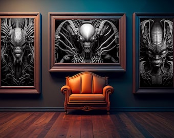 Giger kunst aan de muur | giger kunstprint | set van 3 kunst aan de muur | giger kunstafdrukken | giger afdrukbaar | giger-poster | JPG