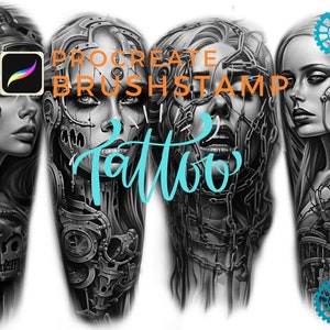 93 Mechanical women tattoo  brushstamp procreate