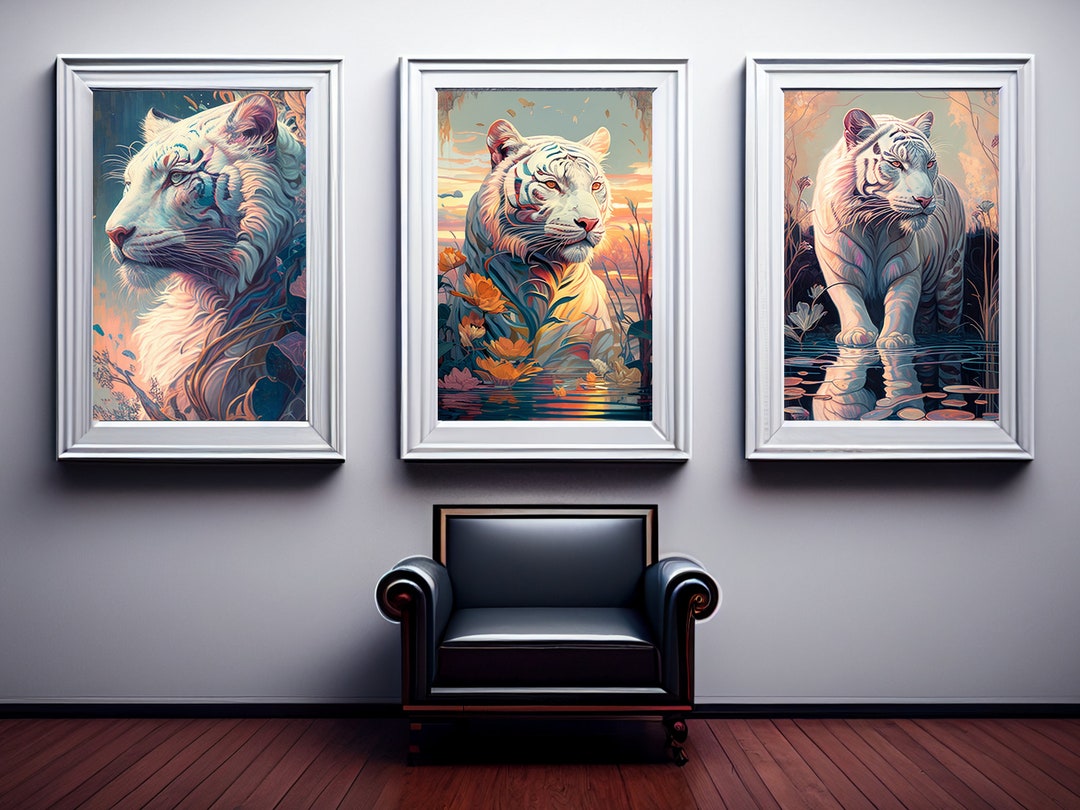 Tiger Wall Art tiger Art Print Set of 3 Wall Art Tiger Art Prints Tiger