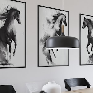 horse wall art | horse watercolor art print | set of 3 wall art | horse art prints | horse printable | horse poster | JPG