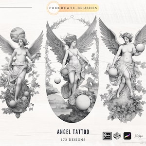 Projekty tatuaży aniołów stempel pędzla procreate