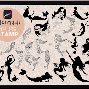 Mermaid | little mermaid | Mermaid SVG | Witchcraft I Celestial Procreate stamps | Mystic Procreate stamps | Celestial | Mermaid Stamps