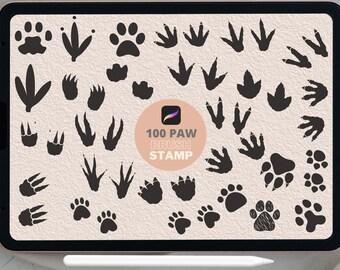 Paw SVG, Dog Paw Stamps, Cat Paw, Pet Paw, Animal paw, Procreate postzegels, PAW Print PNG, Animal Paws Stamps, Paw Clipart, Procreate penselen