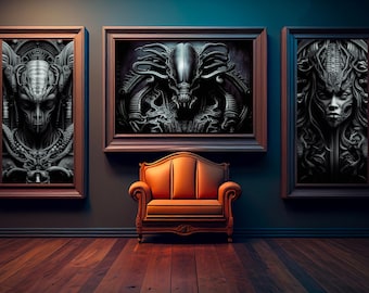 Giger kunst aan de muur | giger kunstprint | set van 3 kunst aan de muur | giger kunstafdrukken | giger afdrukbaar | giger-poster | JPG