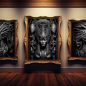 Giger wall art  | giger art print | set of 3 wall art |  giger art prints | giger  printable | giger poster | JPG