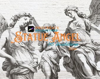 145 Angel Statues tattoo  brushstamp procreate