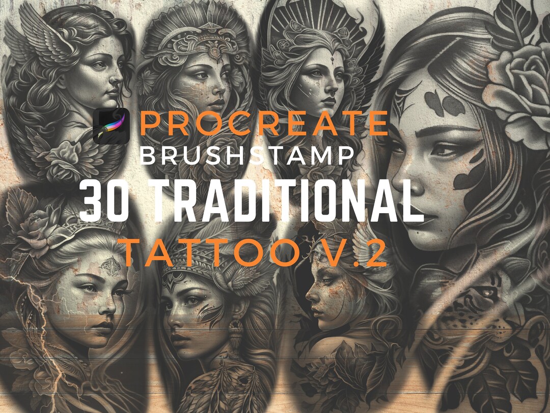 30 Neo Traditional Tattoo Brushstamp Procreate - Etsy