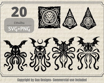 Cthulhu, Cthulhu SVG, Cthulhu Sticker, Cthulhu dobbelstenen, Cthulhu ontwerpen, Monster Clipart, Monster SVG, Procreate Clipart, Celestial Procreate
