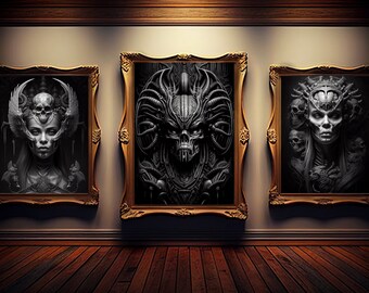 Giger kunst aan de muur | giger kunstprint | set van 3 kunst aan de muur | giger kunstafdrukken | giger afdrukbaar | giger-poster | JPG