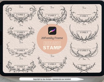 FAMILY FRAME , Farmhouse , Last Name Sign, Cricut Family Name, Wreath Monogram , Family Wreath, Frame , Hand Drawn, Procreate stamps