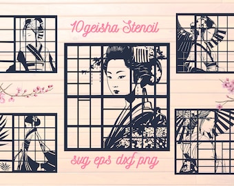 10 stencil di geisha di design cricut