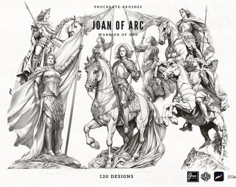 120 designs Joan of arc  brushstamp procreate