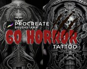 60 Gothic tattoo giger brushstamp procreate