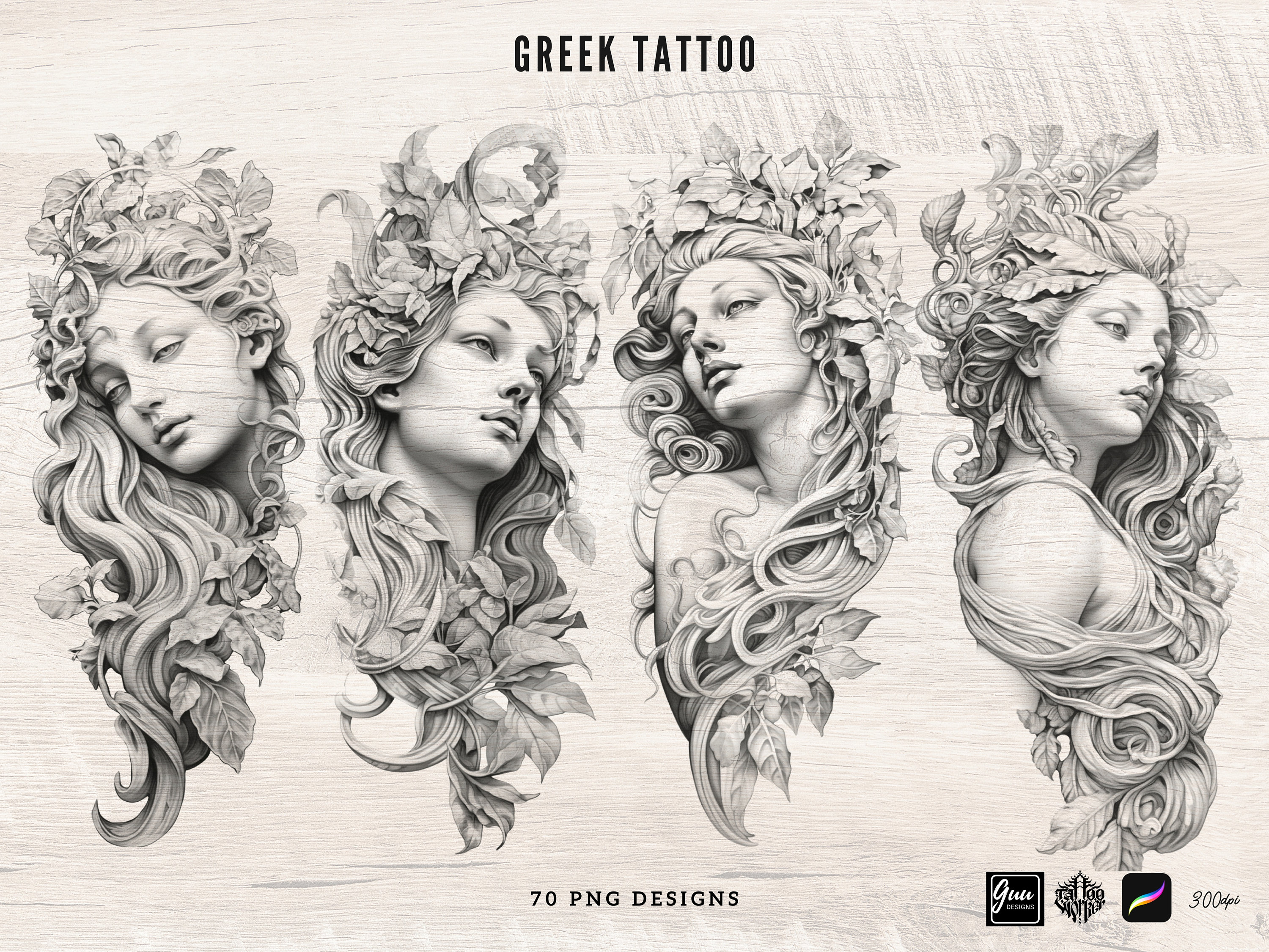 70 ギリシャのタトゥー V.2 PNG - Etsy 日本