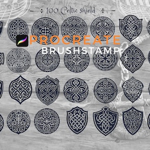 100 celtic knot viking shield tattoo brushstamp procreate