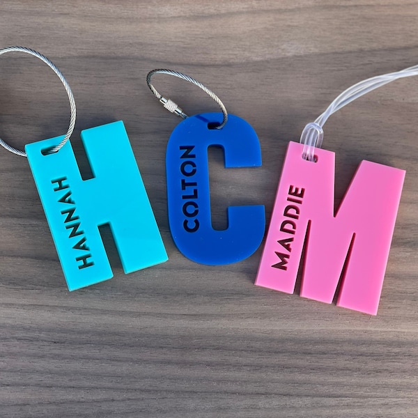 Luggage name tag 1/4" / backpack tag / school bag name / personalized tag / bag charm / keychain / sports bag tag / letter cutout / bag tag