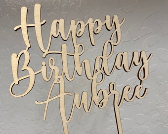 Wooden Happy Birthday cake topper /personalized happy birthday cake topper / birthday cake / simple topper / boho topper