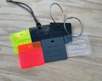 Personalized Acrylic Luggage Tag: Discreet Address, Pet Bag, Backpack Tag