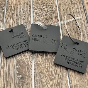 Etiqueta de equipaje acrílica personalizada con dirección, etiqueta discreta para maleta de viaje, etiqueta personalizada, etiqueta para maleta