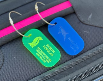 Animal Icon Luggage Tag / Backpack Tag Personalized Oval 1/4" / Name tag / Personalized tag / Luggage tag / Travel tag  / Bag tag / Kid Tags