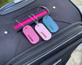 Personalized Acrylic Address Luggage Tag, Oval Name Cutout Travel Tag, Gift Tag, Backpack Tag, Girls Trip