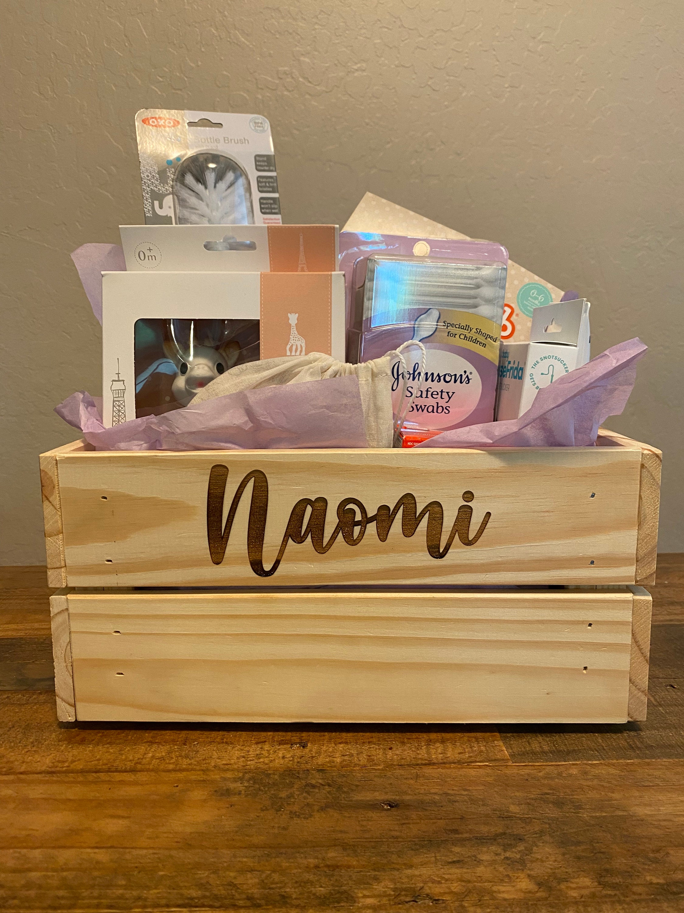 Personalized wooden crate / gift basket / gift box / baby Etsy