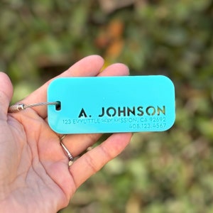 Luggage Tags Personalized Rectangle 1/4" / Name tag / Personalized tag / Pet Bag / Luggage tag / Travel tag / Backpack tag / Bag tag