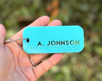 Luggage Tags Personalized Rectangle 1/4" / Name tag / Personalized tag / Pet Bag / Luggage tag / Travel tag / Backpack tag / Bag tag