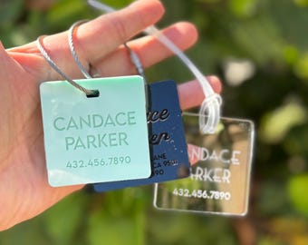 Personalized Acrylic Name Luggage Tag, Discreet Travel ID, Backpack Tag, Address Tag, Large Name, Gift Tag, Custom Tags