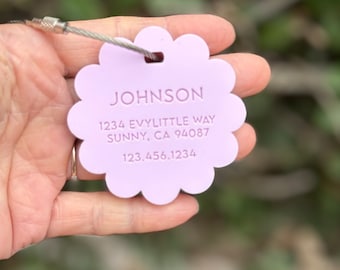 Personalized Scallop Acrylic Luggage Tag, Discreet Address, Name Tag, Travel Tag, Backpack Tag, Gift